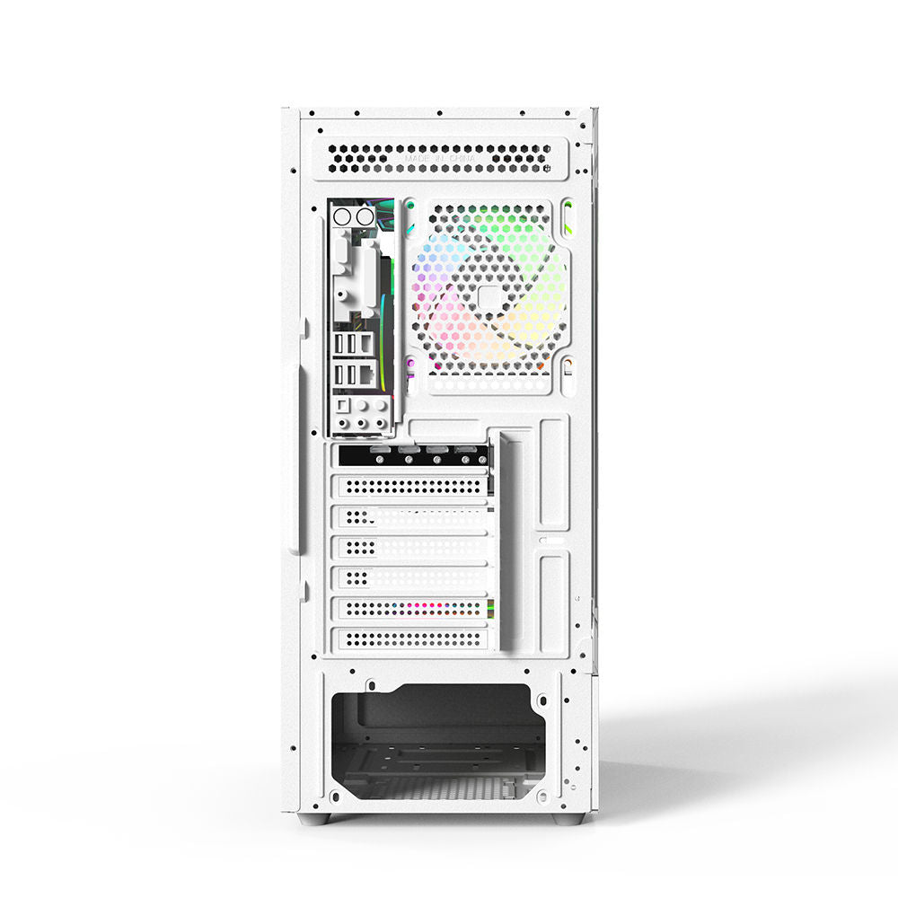 Gabinete Gamer C3Tech Aquário MT‑G860WH, Mid Tower, Vidro Temperado, Compatível Water Cooler, S/ Fonte, Branco-Aquarius