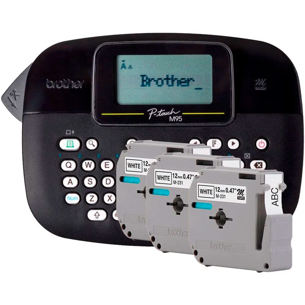 Rotulador Eletrônico Portátil, Brother PT-M95BK, Preto, Com 3 Fitas M231