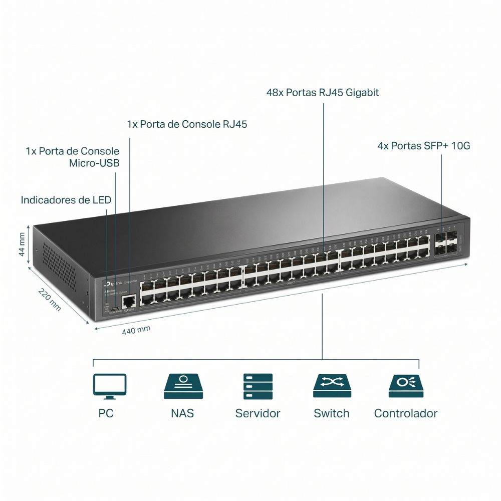 Switch 48 Portas Tp-Link Jet Stream  Gigabit L2 Managed Tl-Sg3452 Gerenciável