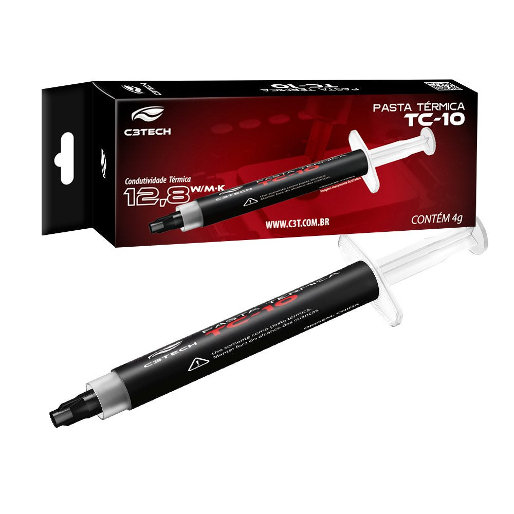 Pasta Térmica 4g TC-10 C3TECH, 12,8W/mk Alta Performance