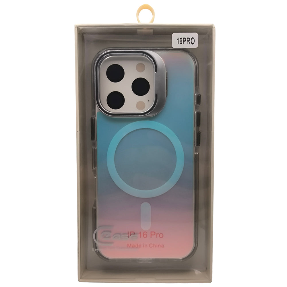 Capa Holográfica, Com Suporte Para Carregamento Magnético, Para iPhone 16 Pro