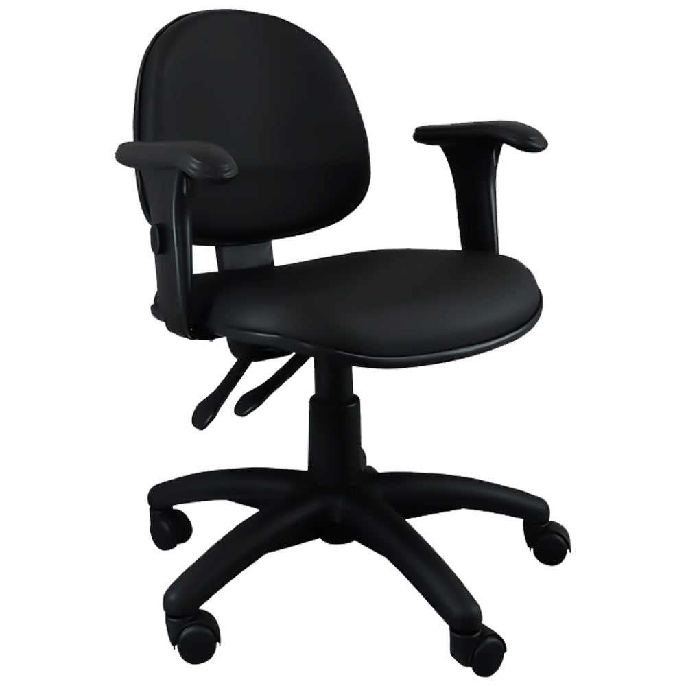 Cadeira Executiva Ergonômica-1910 Backsystem NR17 da ABNT Com Regulagem de Braço, Vinil Preto