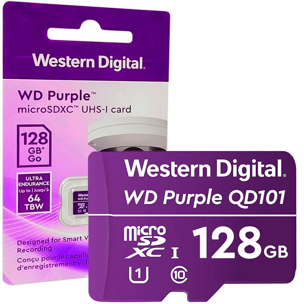 Cartão de Memória MicroSDXC 128GB WD Purple Intelbras, ‎Gravação 20Mb/s Leitura 20Mb/s, Roxo