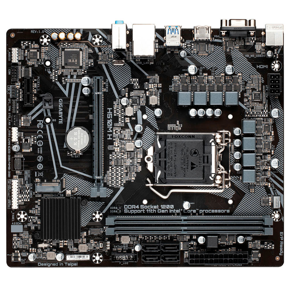 Placa-Mãe Gigabyte H510M H DDR4 / Soquete LGA 1200 / Slot M.2 NVME / USB 3.2  / (LAN Gigabit ) (10ª/11ª Geração Intel)