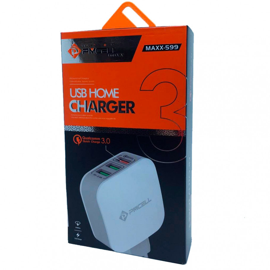 Carregador Turbo 3.0 Carga Rápida com 3 USB Pmcell Maxx-599