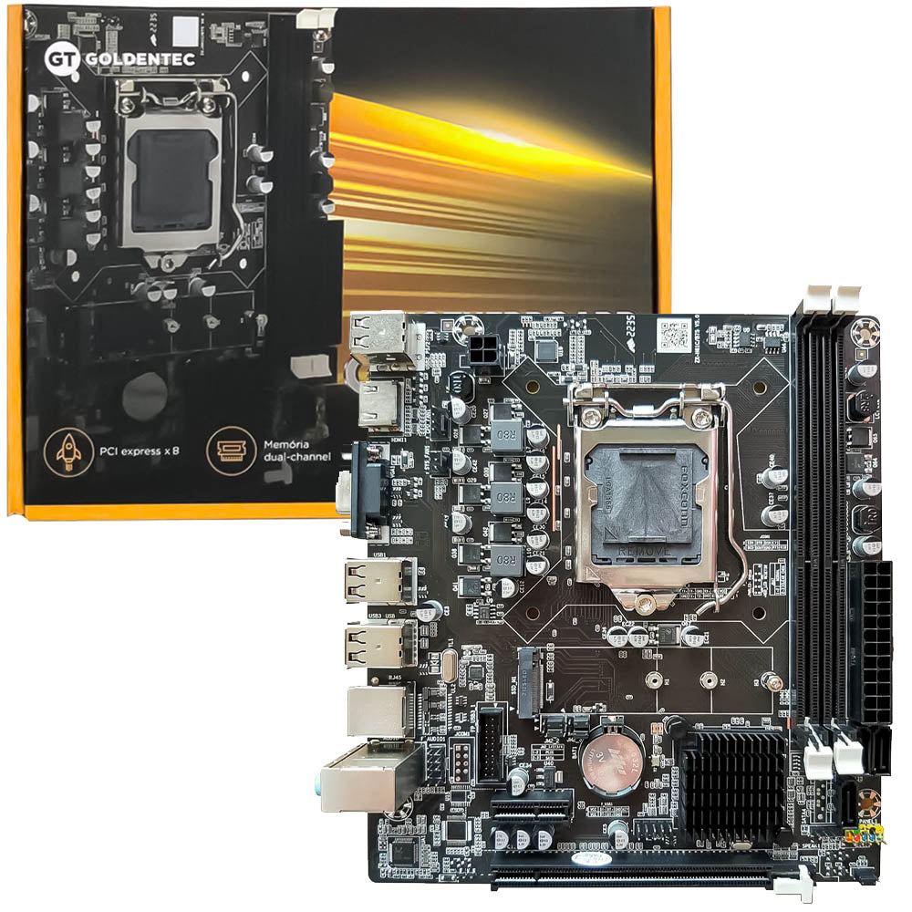 Placa Mãe Soquete 1155 H61 DDR3 -Com Slot Para SSD M2 -Pci Express e Hdmi Goldentec - Gt-H61 M2, Rede Gigabit