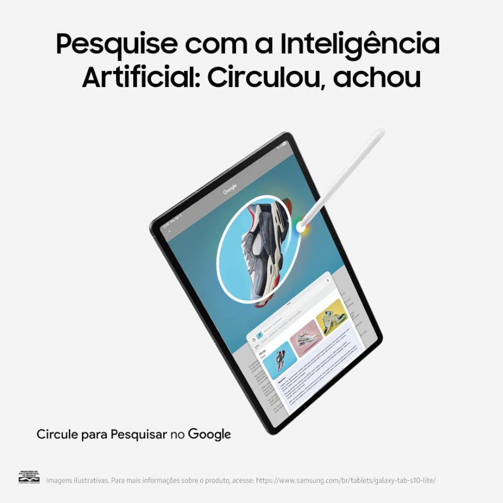 Tablet Samsung Galaxy Tab S10 Lite 10.9", 128GB, 6GB RAM, Exynos 1380, Android, com Caneta S Pen Capa Cinza SM-X400