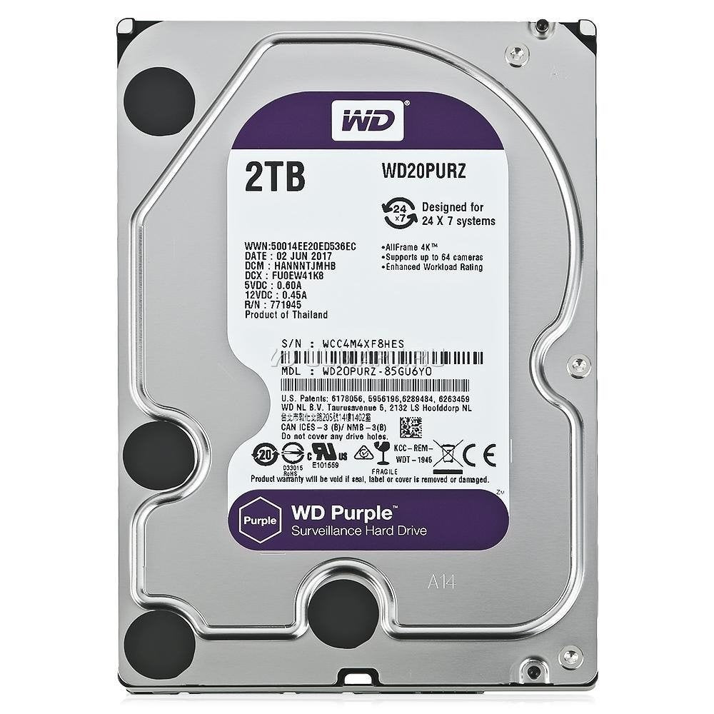 HD Interno Video 2TB Purple 2 Tera Western Intelbras WD Cftv Dvr Wd20purz