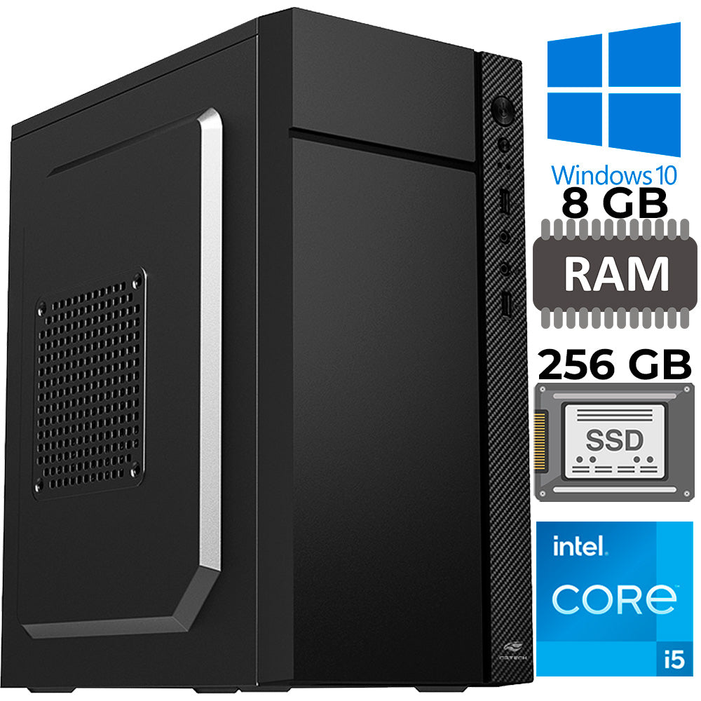 Computador Core i5-2500S, Memória RAM 8GB, SSD 256GB, Gt-H61 Slot M2, Rede Gigabit, MT-34BK, Windows 10, Mousepad Brinde