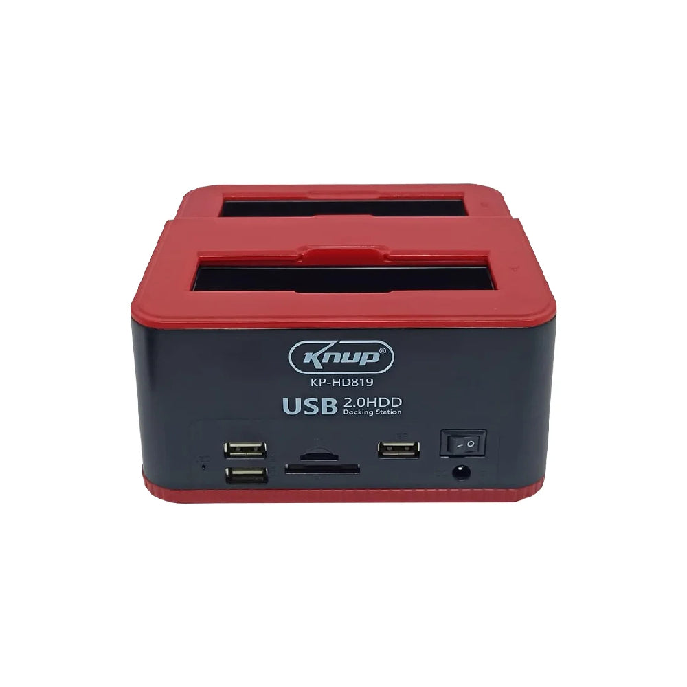 Dockstation Vertical KNUP Para HDD de 2.5" e 3.5", Com Entrada USB 2.0 e Leitor de Cartão de Memória - KP-HD819