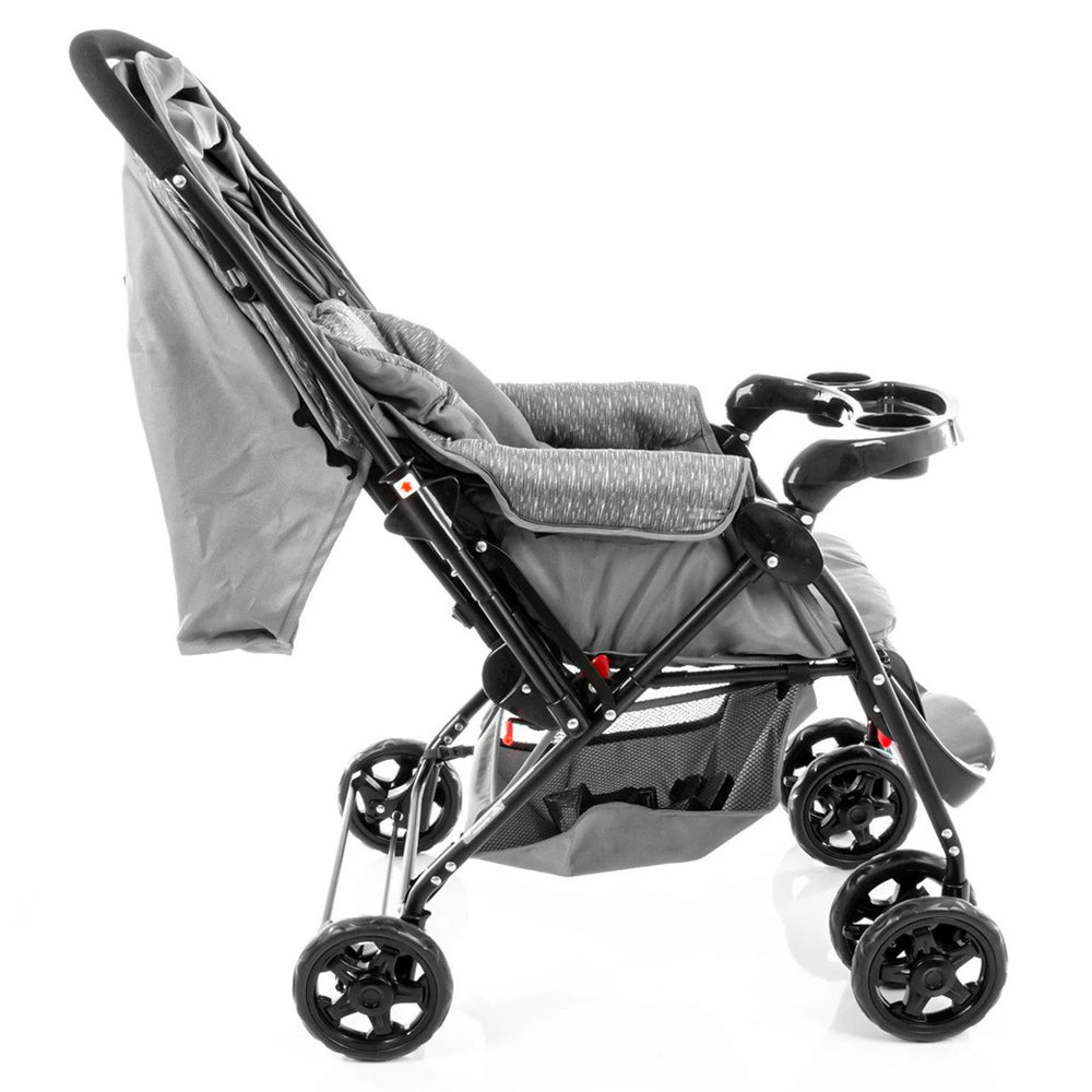 Carrinho de Bebê Com Bebê Conforto TS DUO Cosco Kids, Travel System Reverse, Cinza Rajado