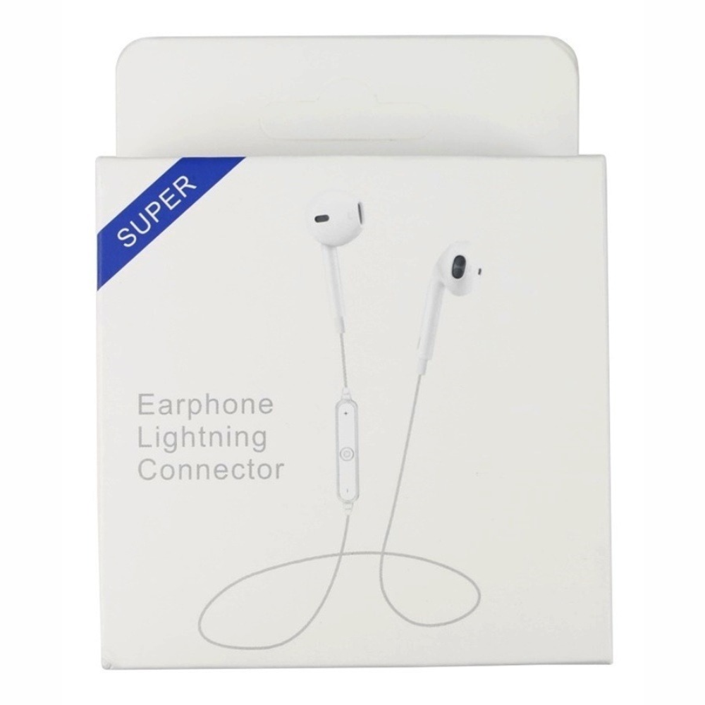 Fone Ouvido Bluetooth Earphone Lightning connector  Branco H´maston Cb09