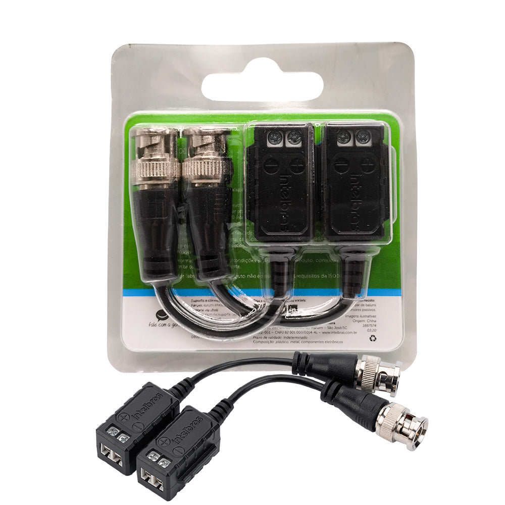 Par Balun Passivo Intelbras VB 501P G2, Transmissão de Vídeo HD, Até 400 Metros, Cat5/ Cat6