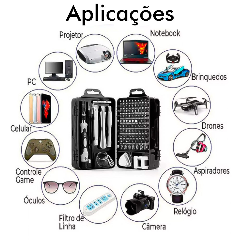 Kit de Ferramentas Para Notebook, Celular e Tablet - 115 Peças