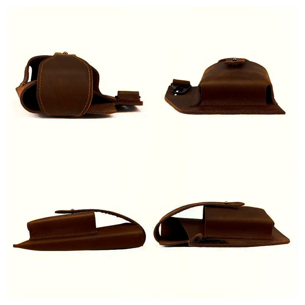 Bolsa De Couro Masculina, Armazenar Celular e Carteira, Suporte Para Chaveiro, Preto