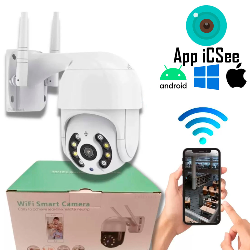 Câmera De Segurança IP Wi-Fi Externa Giratória Visão Noturna-Detectora De Áudio- Detecção Facial-Wifi Smart Camera