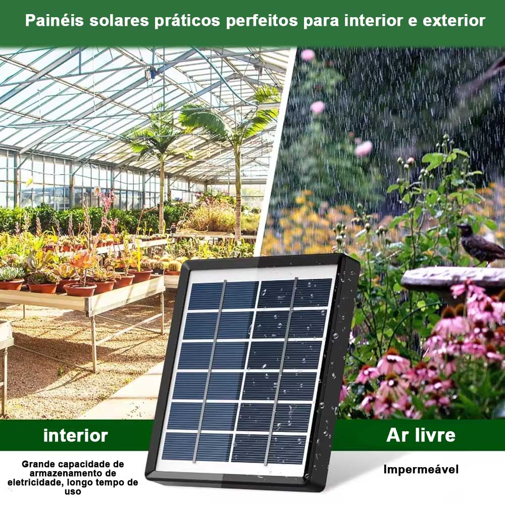 Kit de Irrigação Alimentado Com Painel Solar de 2W, Com Sistema de Rega Automático