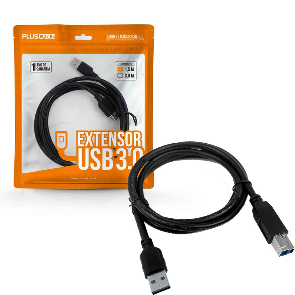 Cabo USB 3.0 para impressora AM/BM USBBM3015 1.5 Metro PlusCable