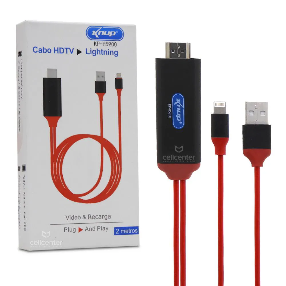 Cabo Hdmi Para Celular Hdtv Iphone 5,5s, 6, 6s, 6 Plus Ipad Para Tv Knup KP-H5900