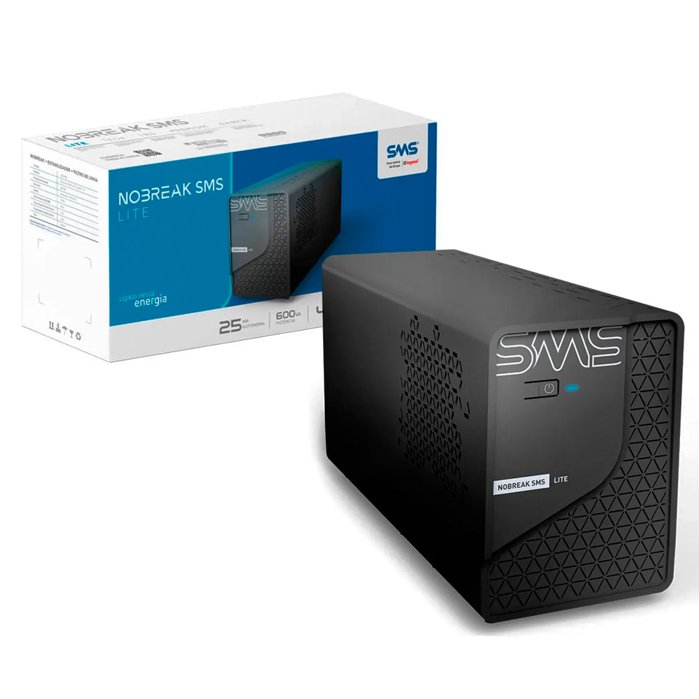 Nobreak Sms Lite, 600VA Monovolt , 4 Tomadas, Entrada e Saída 220V - 0029201