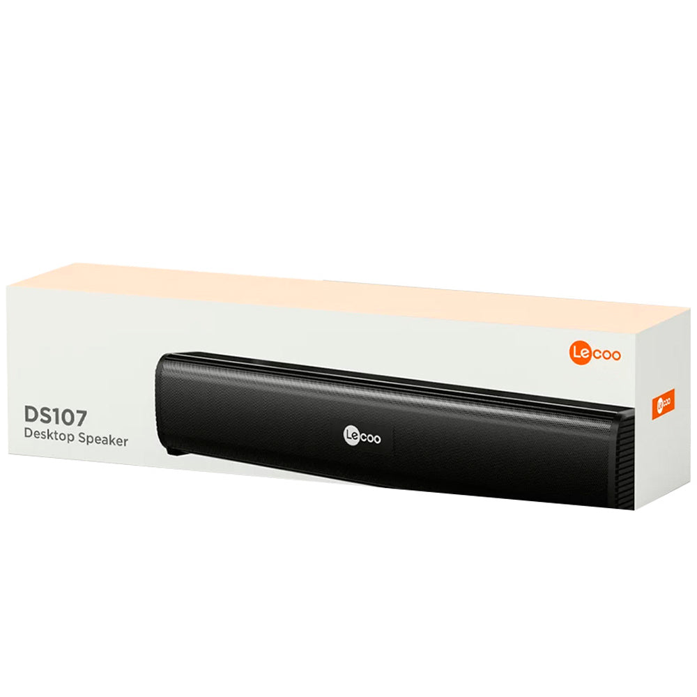 SoundBar Lecoo 2.0 Conexão P2, Alimentação USB Drive, Dois Alto Falantes, 6W, Lecoo DS107 - Preto