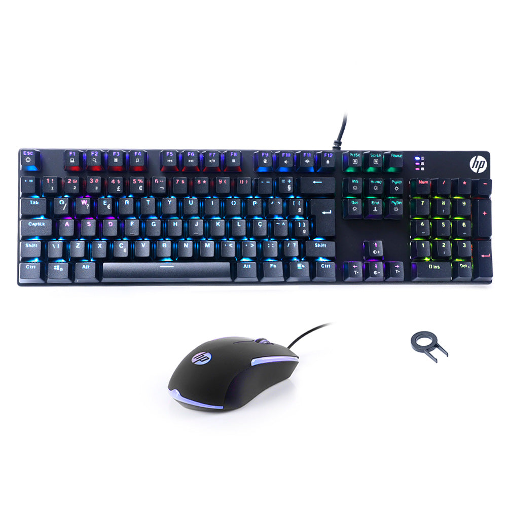 Kit Gamer Pro HP, Teclado Mecânico, Mouse, Mousepad, Headphone, GM3000, Preto