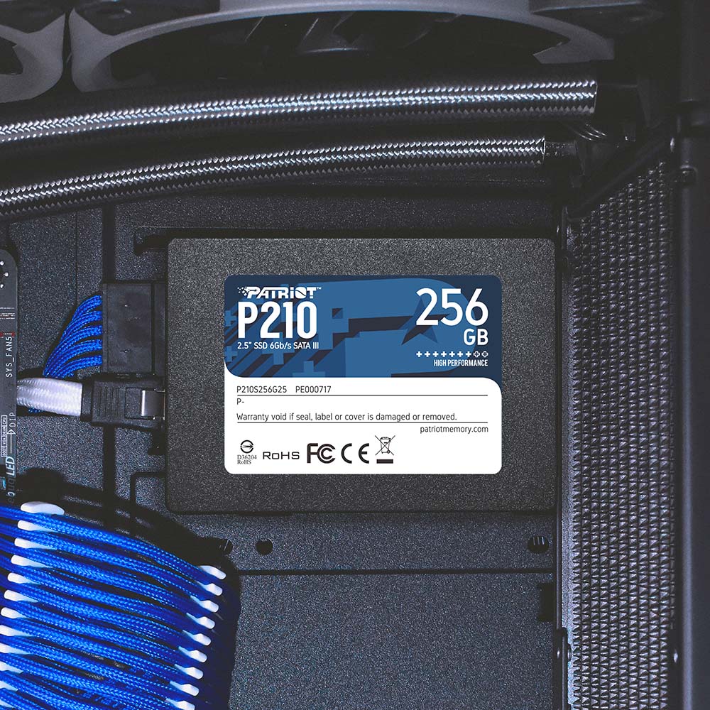 SSD Patriot 256GB, P210, Sata III 6GB/s, Leitura 500MB/s, Gravacao 400MB/s, P210S256G25