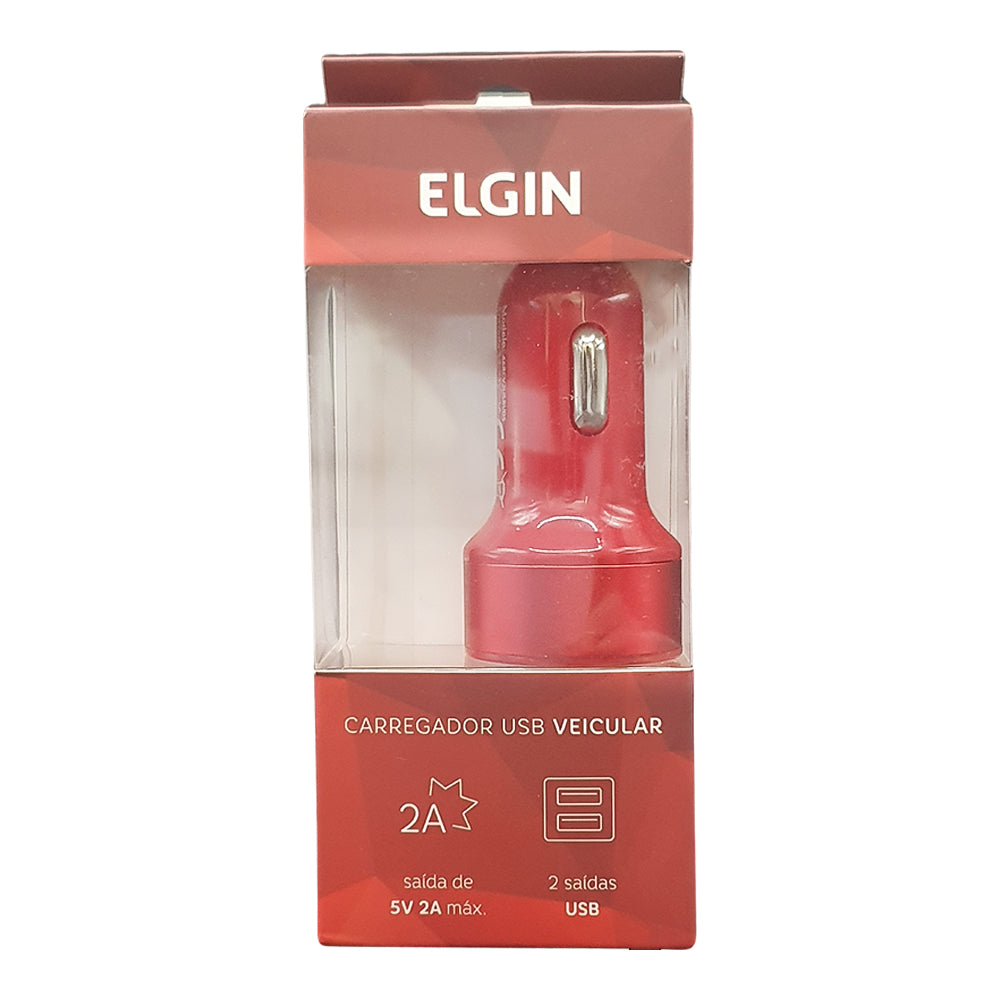 Carregador Veicular 2 Saidas Usb Elgin 46RCV2USBVDS Vermelho