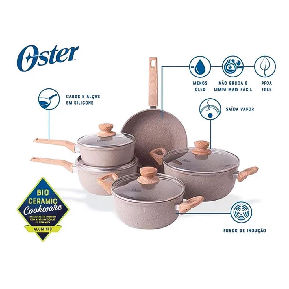 Conjunto de Panelas Oster Marble Eddition - 5 peças Cinza Dust