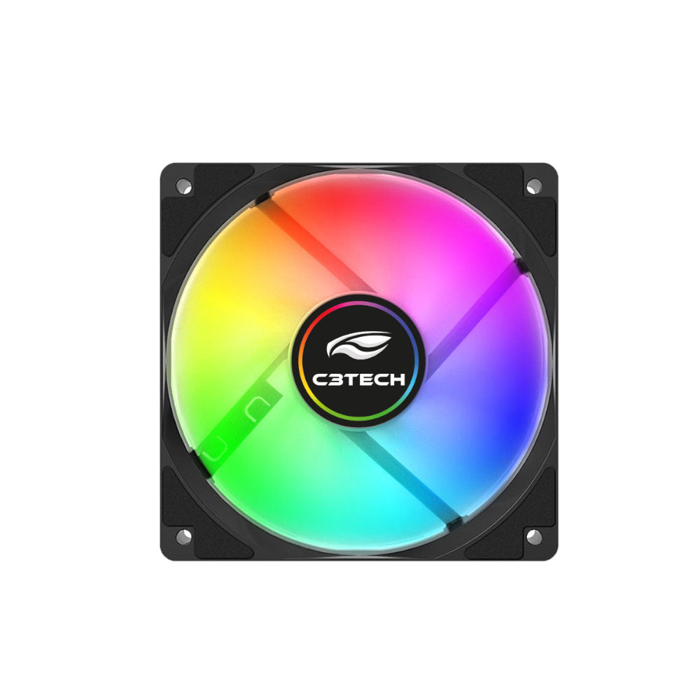 Cooler Fan F9-L260BK Argb 12cm C3Tech 120 mm 9 lâminas, Rolamento Hidráulico, Molex 4‑pinos, 1200 RPM, 35 CFM - Preto