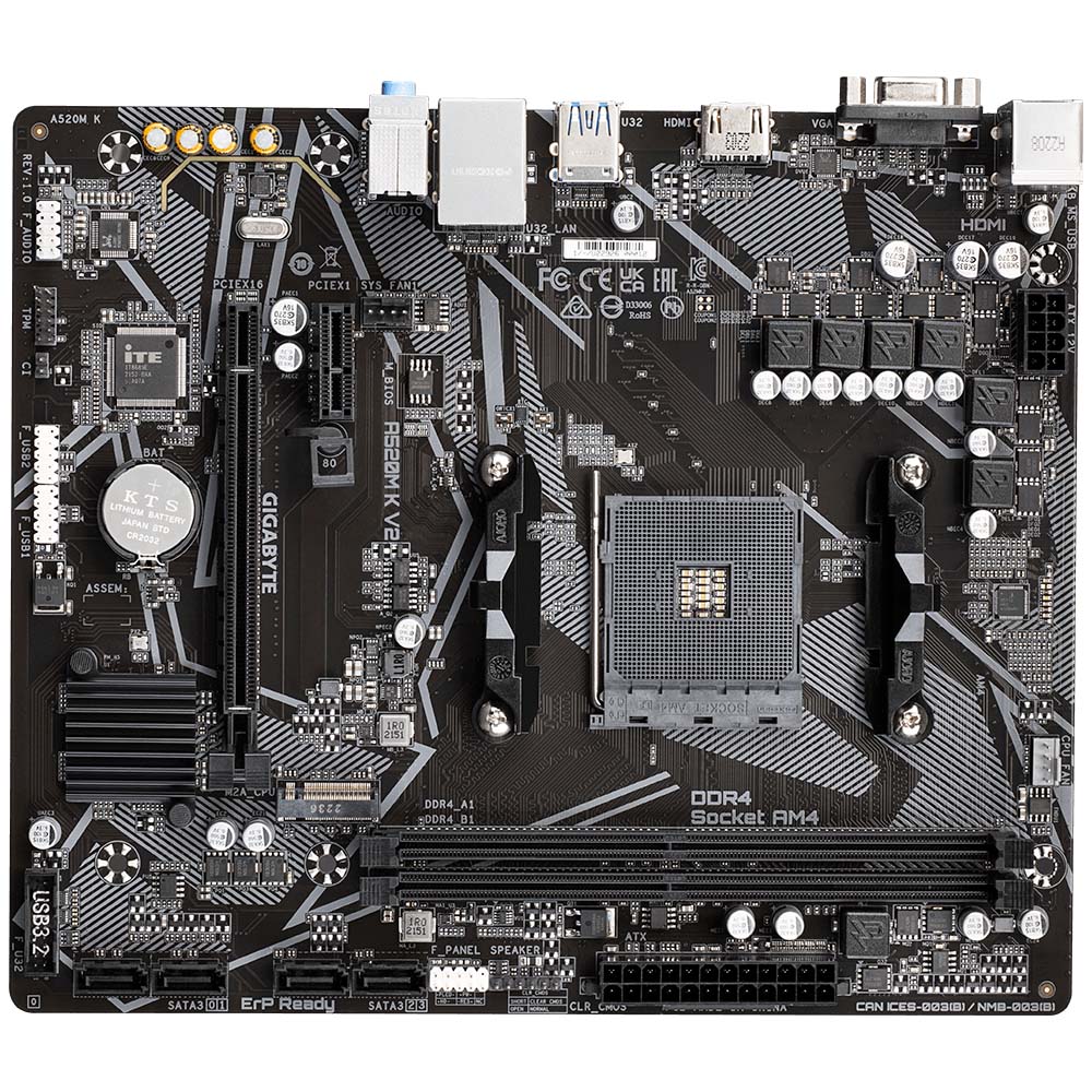 Placa Mãe Gigabyte A520M K V2 (rev. 1.0), AMD, Micro ATX, DDR4 - A520M K V2