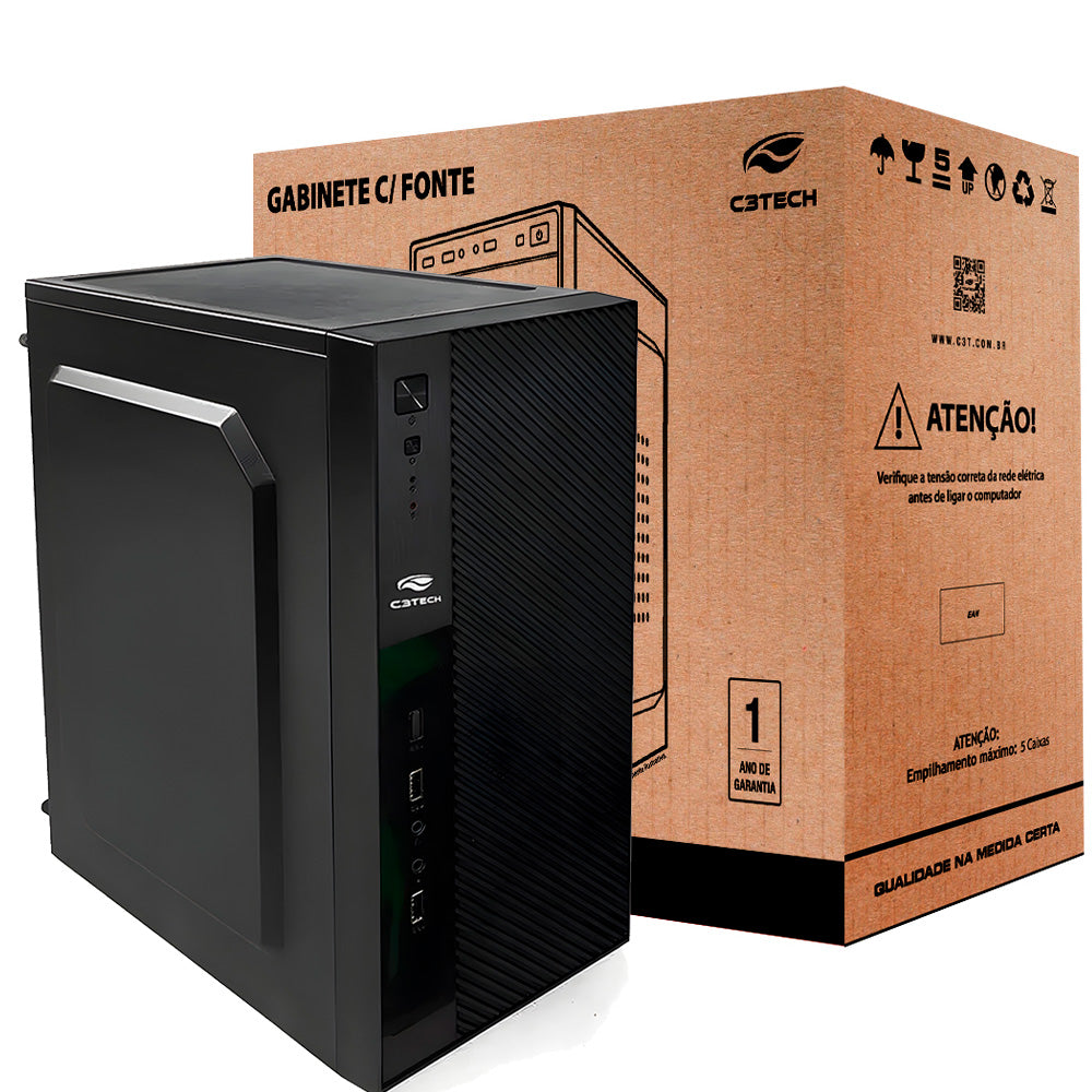 Gabinete Micro-ATX MT-31BK Com Fonte 200W C3Tech