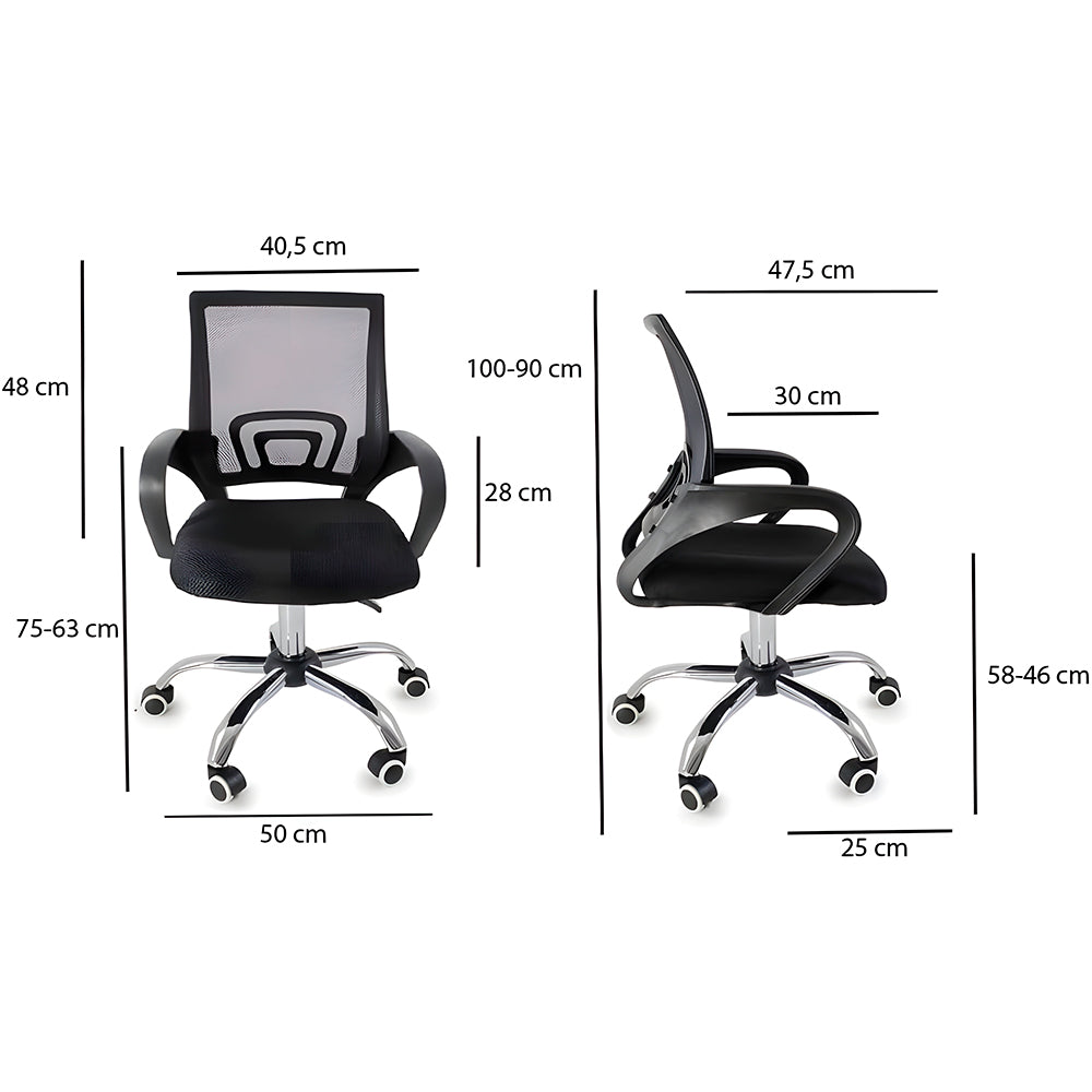 Cadeira de Escritorio Begonia, Tela Mesh, Ergonomica Giratoria
