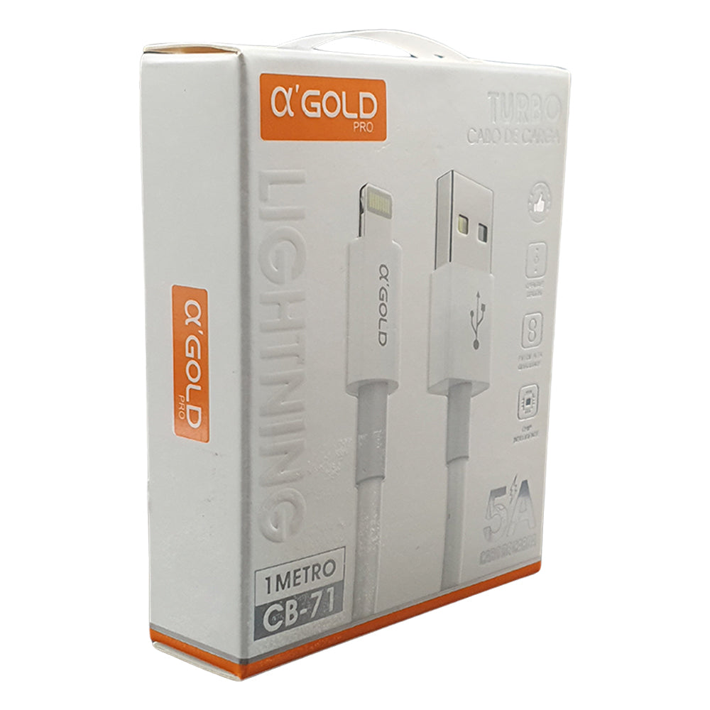 Cabo Tipo USB Para Lightning Metro Carregamento Rapido Golden CB-71