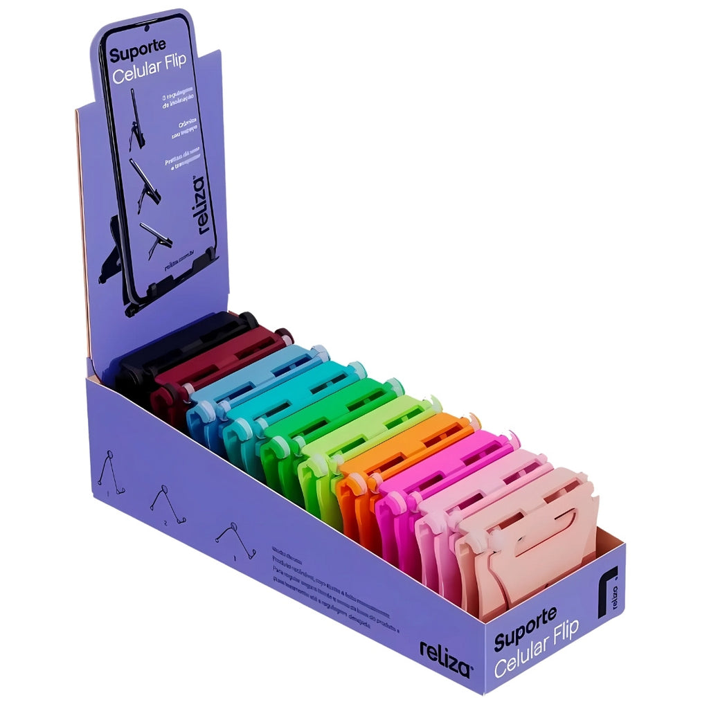 Suporte Dobrável para Celular Flip, Portátil, Leve e Colorido (Cores Sortidas)