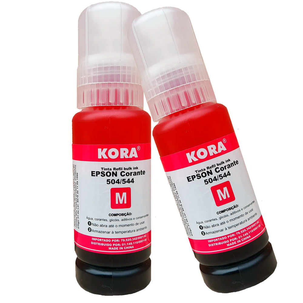 Refil de Tinta Epson Corante 504/544 Magenta 70ML Masterprint Para Ecotank L4150 / L4160 / L4260 / L6171 / L6161