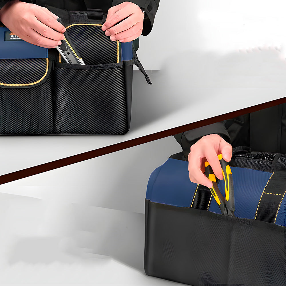 Bolsa de Ferramentas Multifuncional, Resistente a Água, Com 5 Bolsos, Tecido Oxford, AIRAJ, Preto/Azul