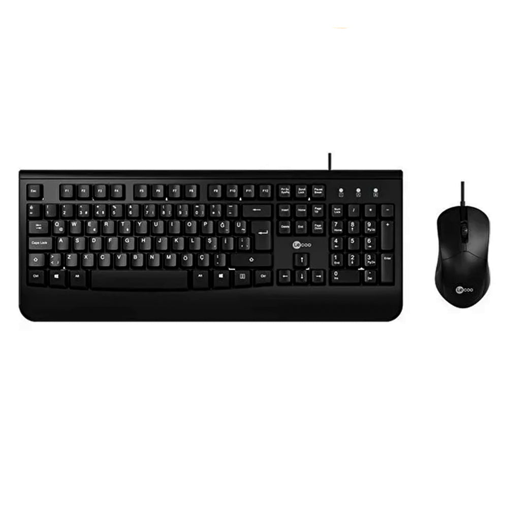Kit Teclado e Mouse USB Plug and Play CM105 Lecoo, Mouse 1.200DPI 3 Botões Ambidestro, Teclado 104 Teclas ABNT2 - Preto