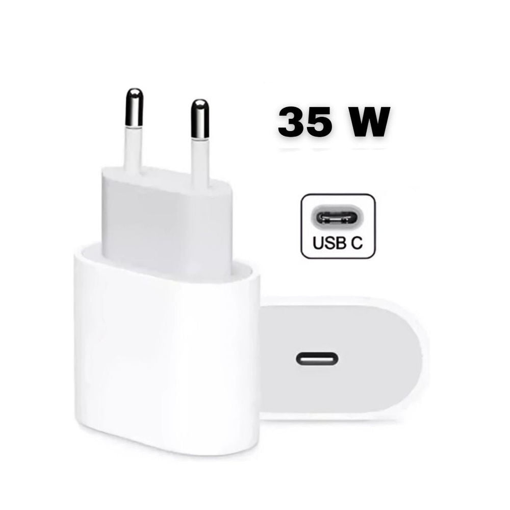 Fonte Carregadora USB-C 35W Compatível iPhone 15 Pro Max, iPad, Apple Watch e AirPods – Branco