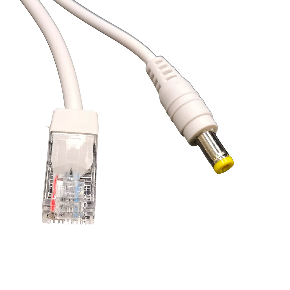 Adaptador de Cabo Injetor PoE, Par Macho e Fêmea, 5V/ 12V/ 24V/ 48V, Até 40m de Distância, Branco - FC