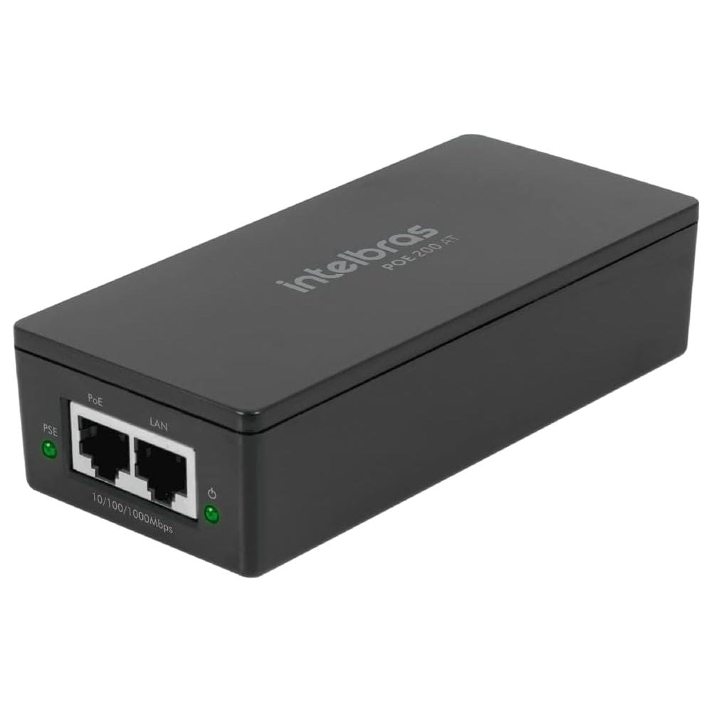 Injetor PoE Intelbras POE 200AT, 100–240 VAC, Gigabit 10/100/1000 Mbps, IEEE 802.3at – Seminovo