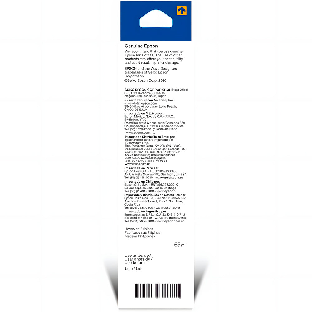 Refil de Tinta Epson Magento 544-T544320 Original Para L3110/L3150 Rende 7.500 Páginas (Na Caixa)
