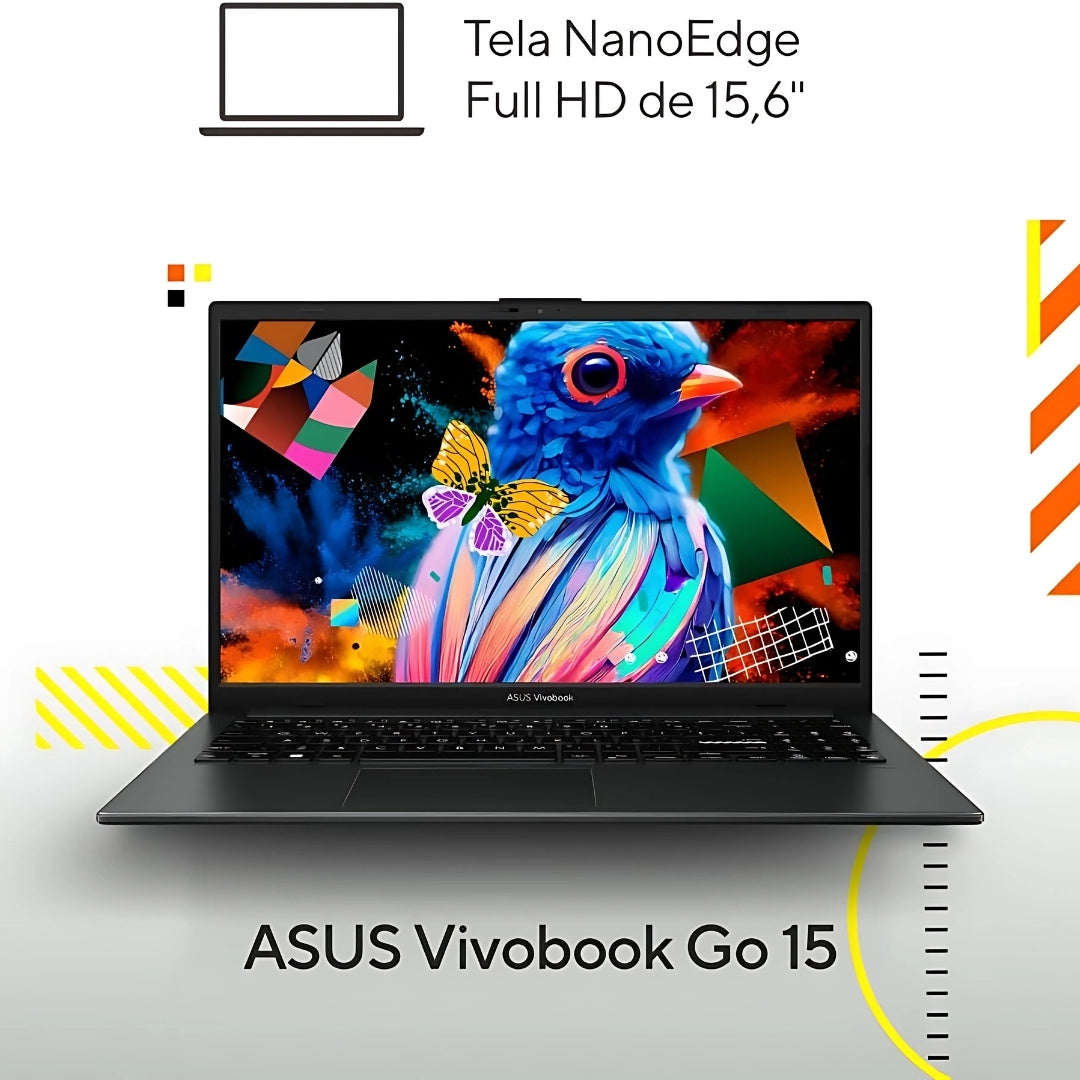Notebook ASUS Vivobook Go 15, AMD Ryzen 3 7320U, 4GB, 128GB SSD, KeepOS, 15,6" LED FHD, Mixed Black