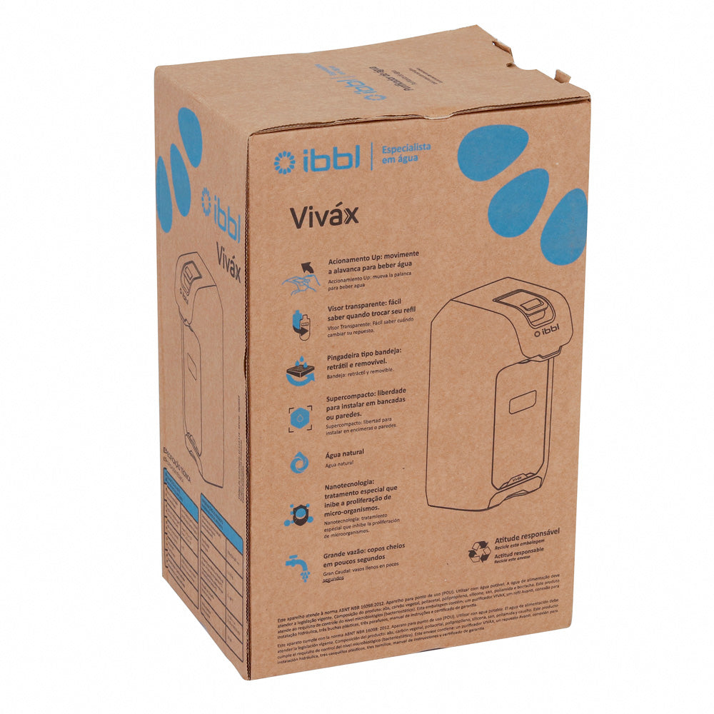 Purificador IBBL Viváx, Água Natural, 60L/h, Filtro A+1 Mini, 200ml, INMETRO, 77070001 - Prata