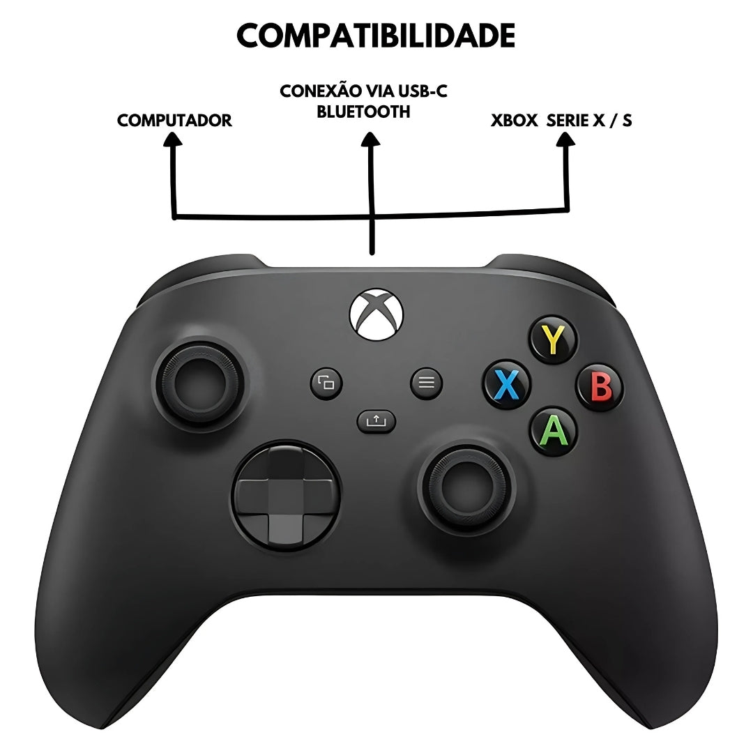 Controle Manete, Sem Fio, Xbox Wireless, Preto Carbono
