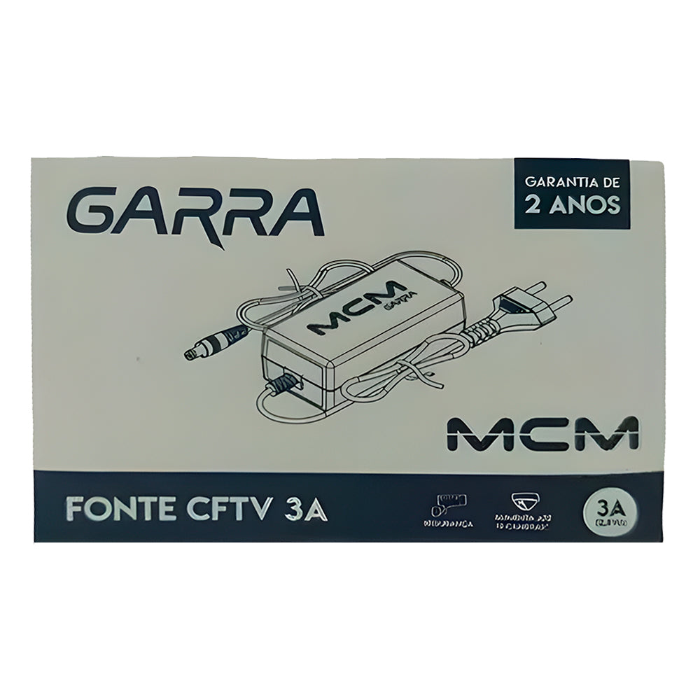 Fonte de Energia 12.8V 3A Garra, Para Câmeras de Segurança, MCM - FON1361-RS-2