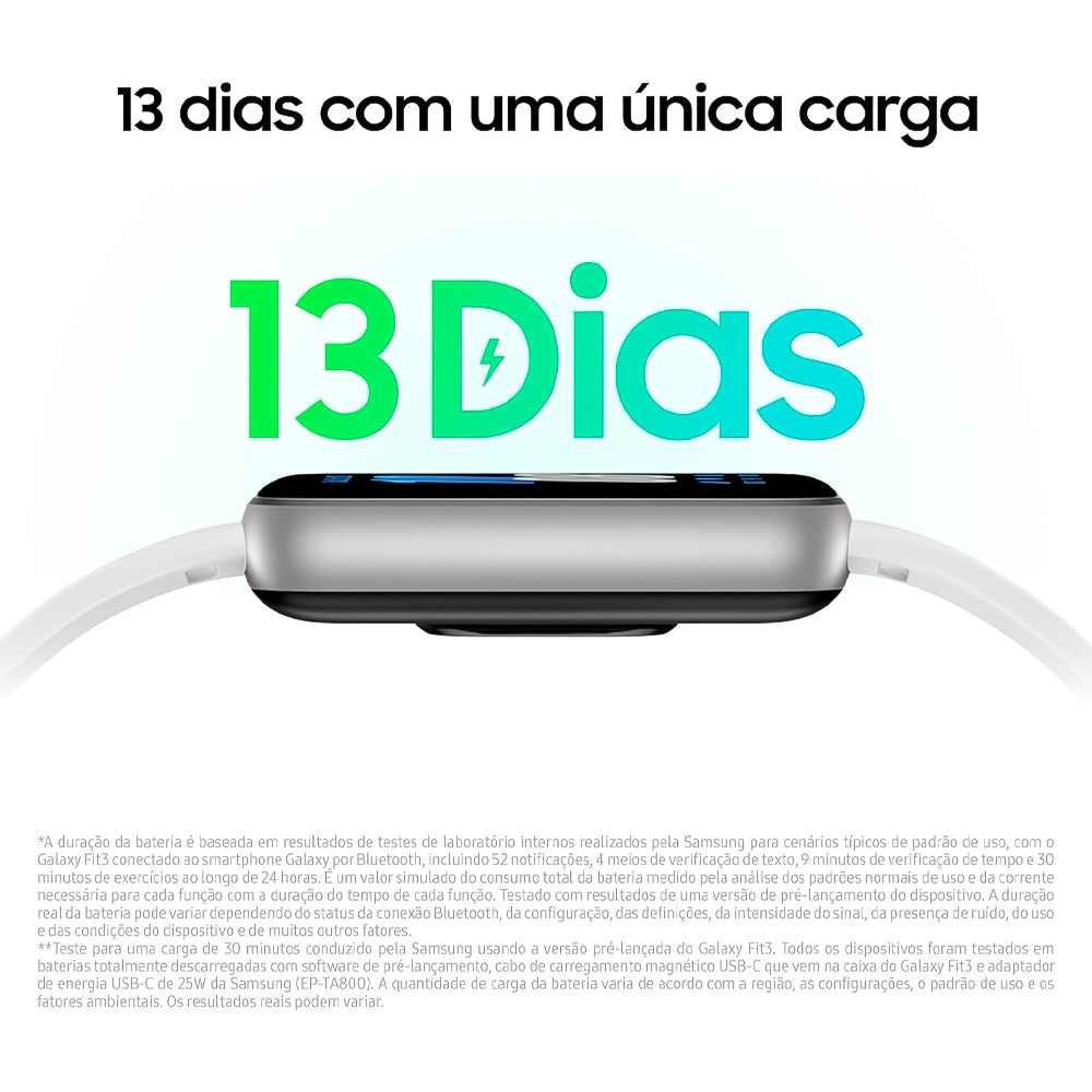 Smartwatch Samsung Galaxy Fit3 Display 1.6" Prata,  Pulseira Esportiva, Resistente À Água, Monitor Cardíaco