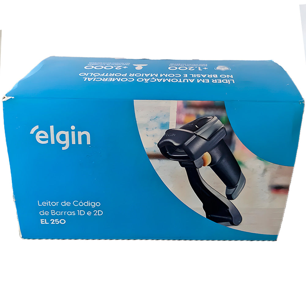 Leitor de Código De Barras Elgin EL-250, Leitura 1D e 2D, USB, Com Suporte, Tecnologia Area Imager, Preto - 46EL250USC01