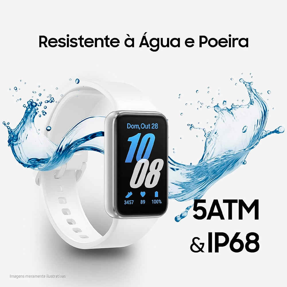 Smartwatch Samsung Galaxy Fit3 Display 1.6" Prata,  Pulseira Esportiva, Resistente À Água, Monitor Cardíaco