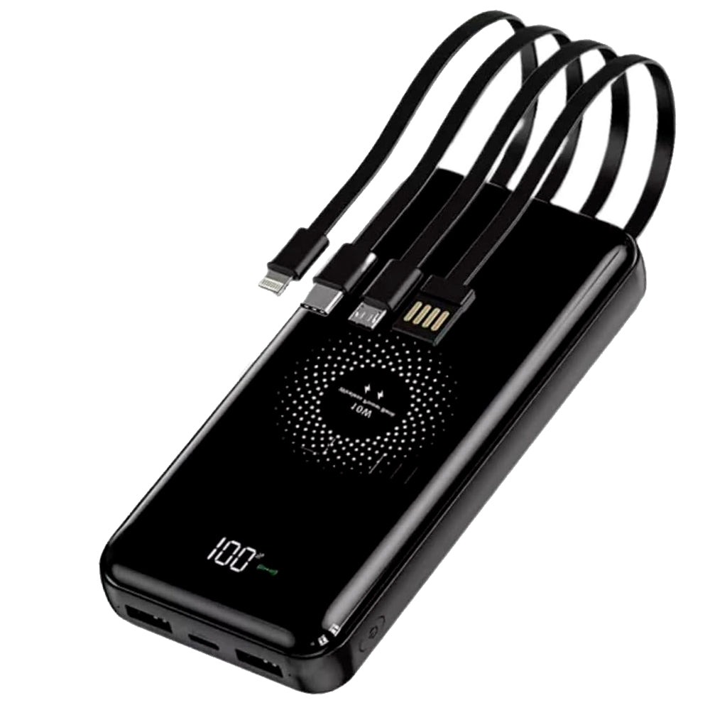 Carregador Portátil, Power Bank, 4 Saídas ( Lightning, Tipo-C, Micro USB, USB-A), 10.000mAh, H'Maston, YD-25, Preto